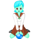 download Anime Schoolgirl With Green Ball clipart image with 135 hue color