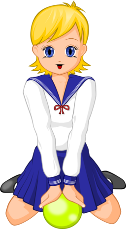 Anime Schoolgirl With Green Ball