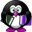 download Bookworm Penguin clipart image with 270 hue color