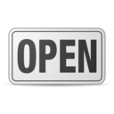 download Open Sign Plastic clipart image with 135 hue color