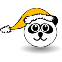 download Funny Panda Face Black And White With Santa Claus Hat clipart image with 45 hue color