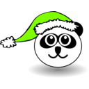 download Funny Panda Face Black And White With Santa Claus Hat clipart image with 90 hue color