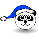 download Funny Panda Face Black And White With Santa Claus Hat clipart image with 225 hue color