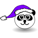 download Funny Panda Face Black And White With Santa Claus Hat clipart image with 270 hue color