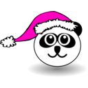 download Funny Panda Face Black And White With Santa Claus Hat clipart image with 315 hue color