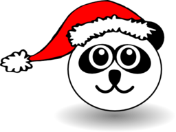 Funny Panda Face Black And White With Santa Claus Hat