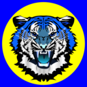 download Tiger Blue On Yellow clipart image with 180 hue color