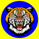 download Tiger Blue On Yellow clipart image with 0 hue color