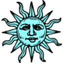 download Sun Woodcut clipart image with 135 hue color