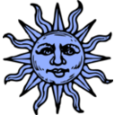download Sun Woodcut clipart image with 180 hue color