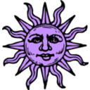 download Sun Woodcut clipart image with 225 hue color