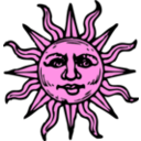 download Sun Woodcut clipart image with 270 hue color