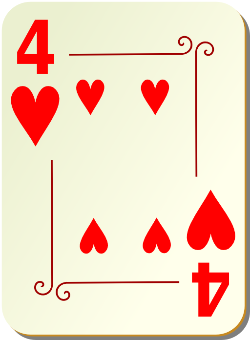 Ornamental Deck 4 Of Hearts