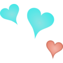 download 3 Hearts clipart image with 180 hue color