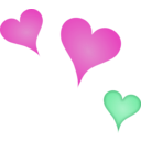 download 3 Hearts clipart image with 315 hue color