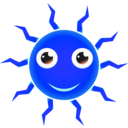 download Happy Cartoon Sun clipart image with 180 hue color