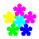 download Dented Pentagons clipart image with 180 hue color