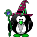 download Wizard Penguin clipart image with 90 hue color