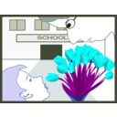 download Student Gives Flowers To Teacher clipart image with 180 hue color
