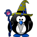 download Wizard Penguin clipart image with 180 hue color