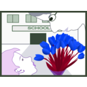 download Student Gives Flowers To Teacher clipart image with 225 hue color