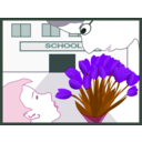 download Student Gives Flowers To Teacher clipart image with 270 hue color