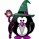 download Wizard Penguin clipart image with 270 hue color