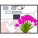 download Student Gives Flowers To Teacher clipart image with 315 hue color