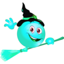 download Broom Witch Smiley Emoticon clipart image with 135 hue color