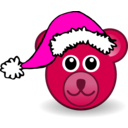 download Funny Teddy Bear Face Brown With Santa Claus Hat clipart image with 315 hue color