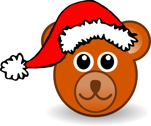 Funny Teddy Bear Face Brown With Santa Claus Hat