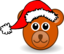 Funny Teddy Bear Face Brown With Santa Claus Hat