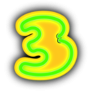 download Neon Numerals 3 clipart image with 45 hue color