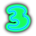 download Neon Numerals 3 clipart image with 135 hue color