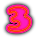 download Neon Numerals 3 clipart image with 315 hue color