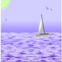 download Sea Scene With Boat clipart image with 45 hue color