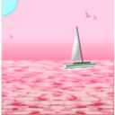 download Sea Scene With Boat clipart image with 135 hue color