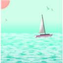 download Sea Scene With Boat clipart image with 315 hue color