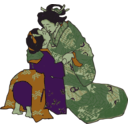 download Kissing Geisha clipart image with 45 hue color