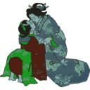 download Kissing Geisha clipart image with 135 hue color