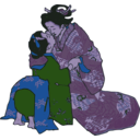 download Kissing Geisha clipart image with 225 hue color