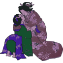 download Kissing Geisha clipart image with 270 hue color