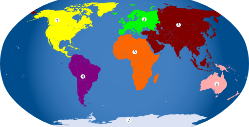 Continents Numbered