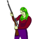 download Girl With Rifle clipart image with 45 hue color