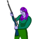 download Girl With Rifle clipart image with 225 hue color