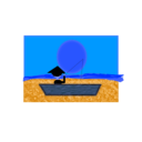 download Chinese Man In A Boat Under A Sunset clipart image with 180 hue color