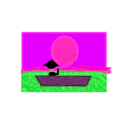 download Chinese Man In A Boat Under A Sunset clipart image with 270 hue color