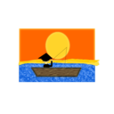 download Chinese Man In A Boat Under A Sunset clipart image with 0 hue color