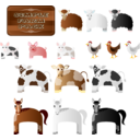 download Simple Farm Animals clipart image with 0 hue color