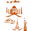 download World Landmarks clipart image with 180 hue color